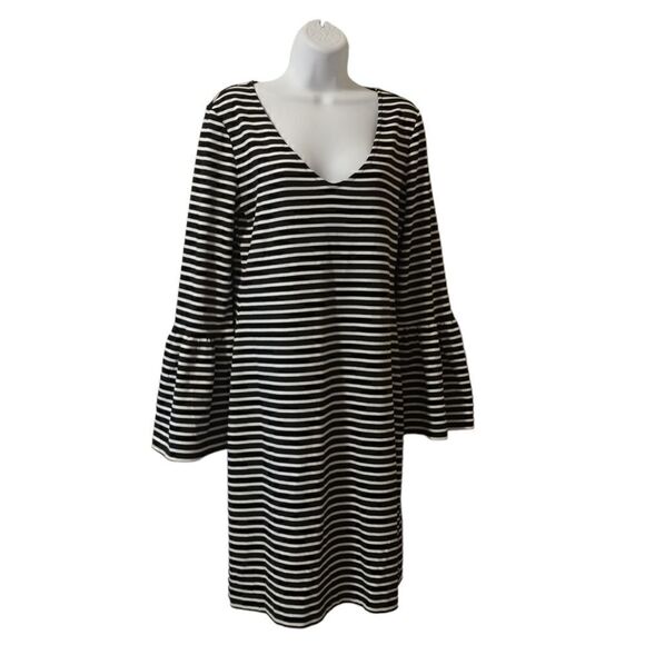Banana Republic stripped long bell sleeve knit dress size M - Picture 4 of 8